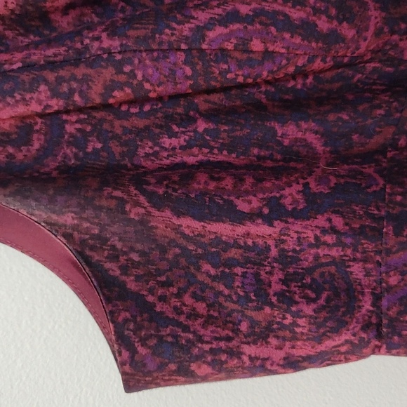 Land's End Dress 16 V Neck Sleeveless Knee Length Midi Purple Paisley A-Line - Picture 5 of 16